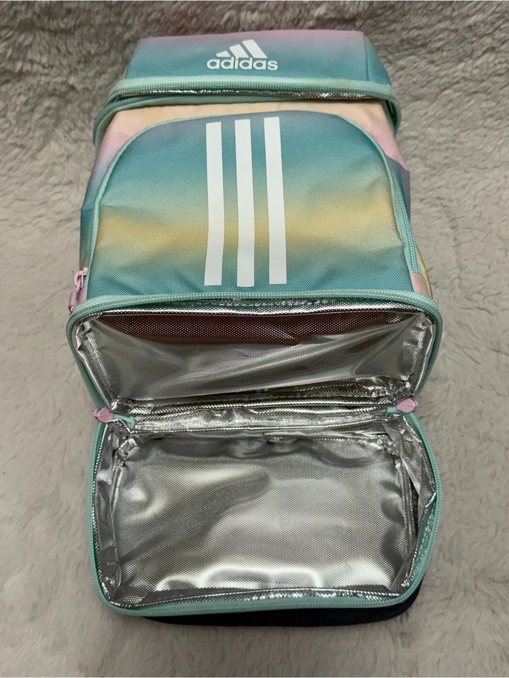 adidas Pastel Rainbow Gradient Backpack and Lunch bag set- Mint, Pink, Yellow - Picture 9 of 16